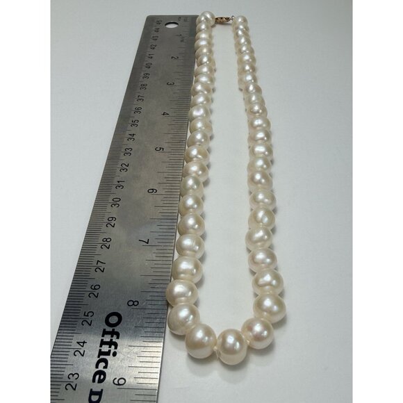 Freshwater Pearl Necklace Classic Hand Knotted Elegant Vintage 10k Claps 17" - Picture 4 of 8